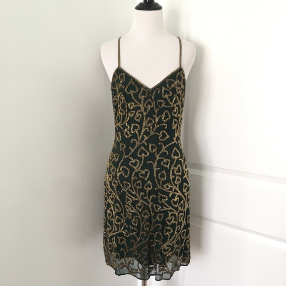 Oleg Cassini Silk Beaded Dress